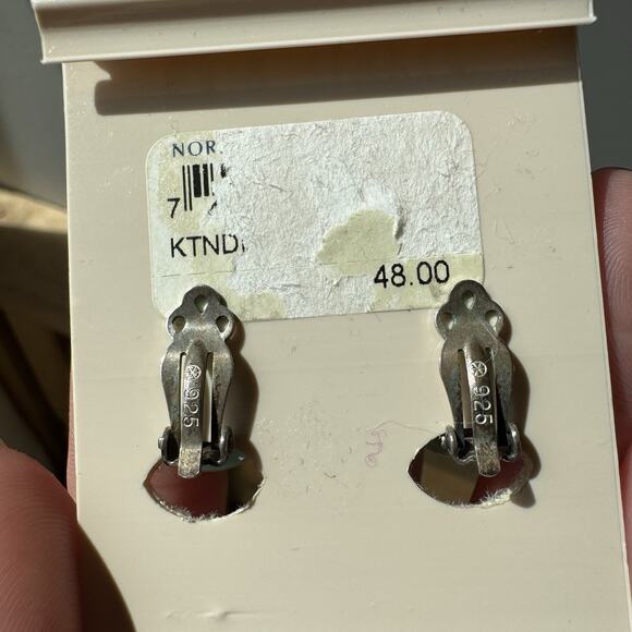 Peyote Bird 925 Sterling Silver Turquoise Green Natural Stone Clip On Earrings - Picture 2 of 5